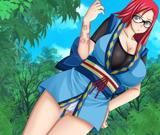 Karin Uzumaki in ninja outfit showing big tits cleavage and upskirt