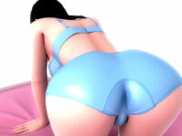 Bent over anime girl showing butt