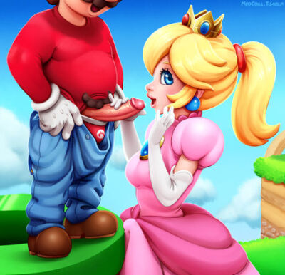 Princess Peach sucks cock hentai