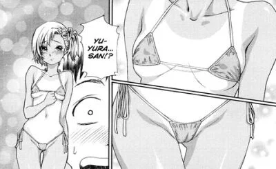 Sexy tan lines girlfriend in tiny bikini at the beach hentai