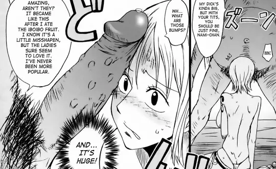 Naked nami in front of huge cock about to get impregnated