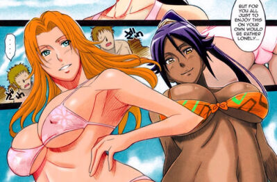 Rangiku and Yoruichi in bikini swimsuit