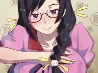 Hanekawa Tsubasa in glasses giving titfuck hentai