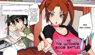 Busty sister caught brother watching incest hentai